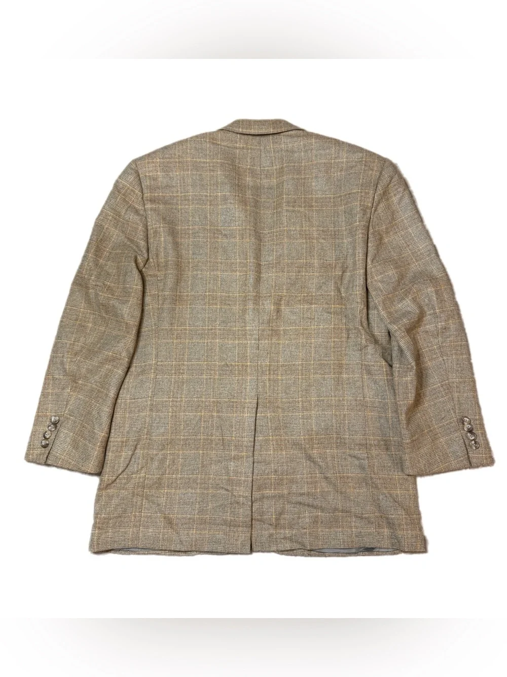 Hickey Freeman X Maus&Hoffman Plaid Wool Cashmere Beige Blazer Size 40R